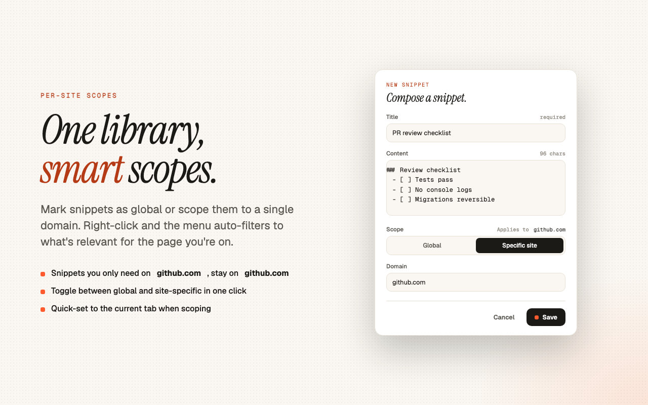 Snippet editor